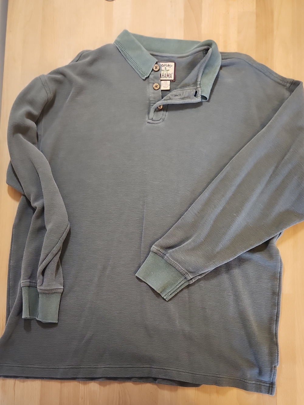 Tommy Bahama Men's Faded Sage Green Long-Sleeve Polo